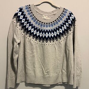 L.L. Bean Gray and Blue Patterned Sweater 3x